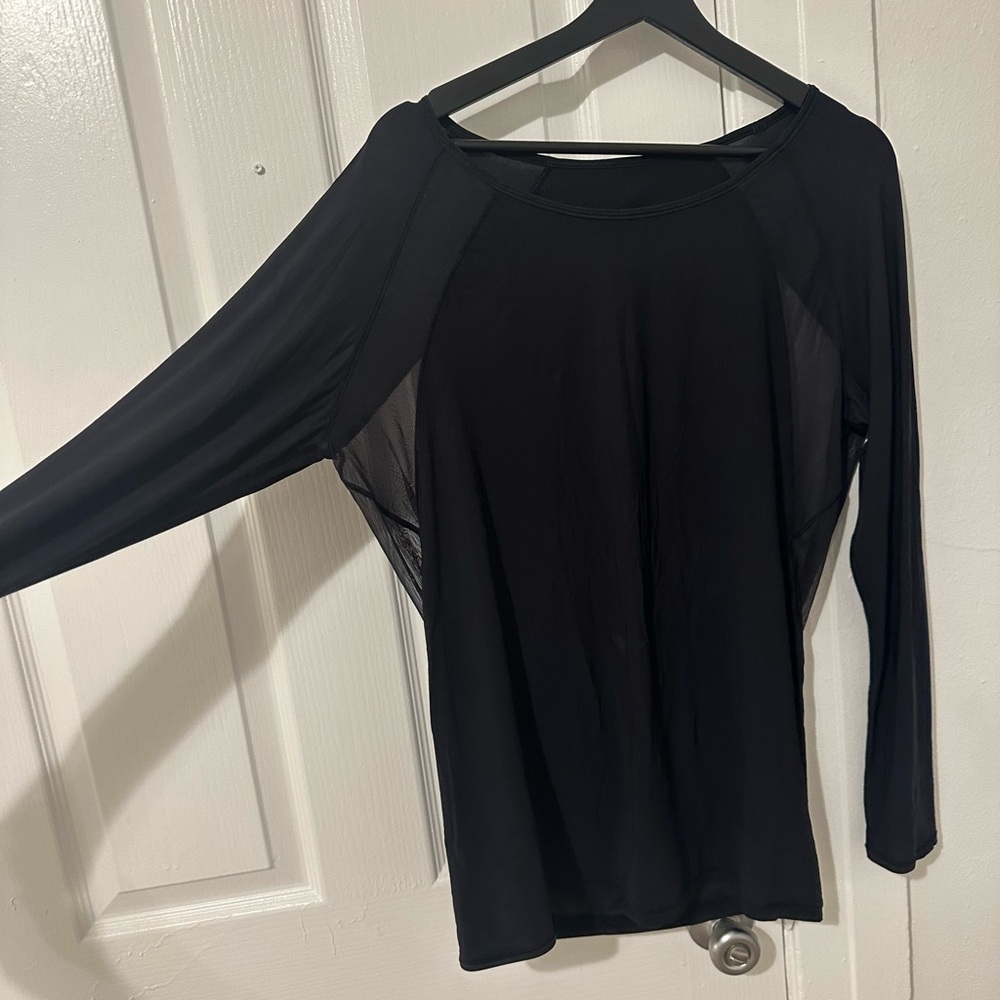 lululemon athletica Mesh Back-less Black Long Sleeve Tee